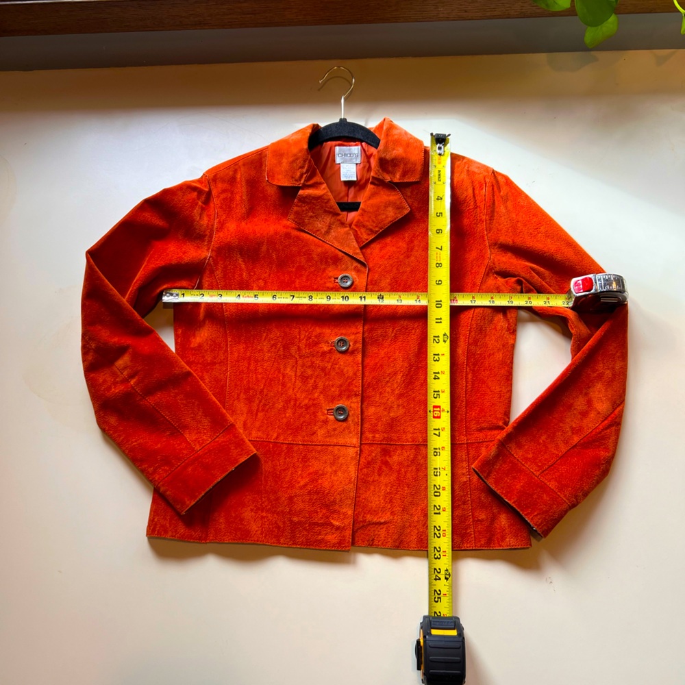 Orange suede leather ladies jacket in perfect condition, Chicos size 0
